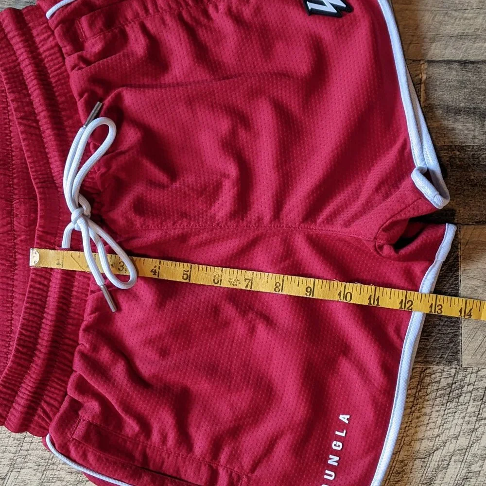 Red Athletic Men's Shorts with White Trim